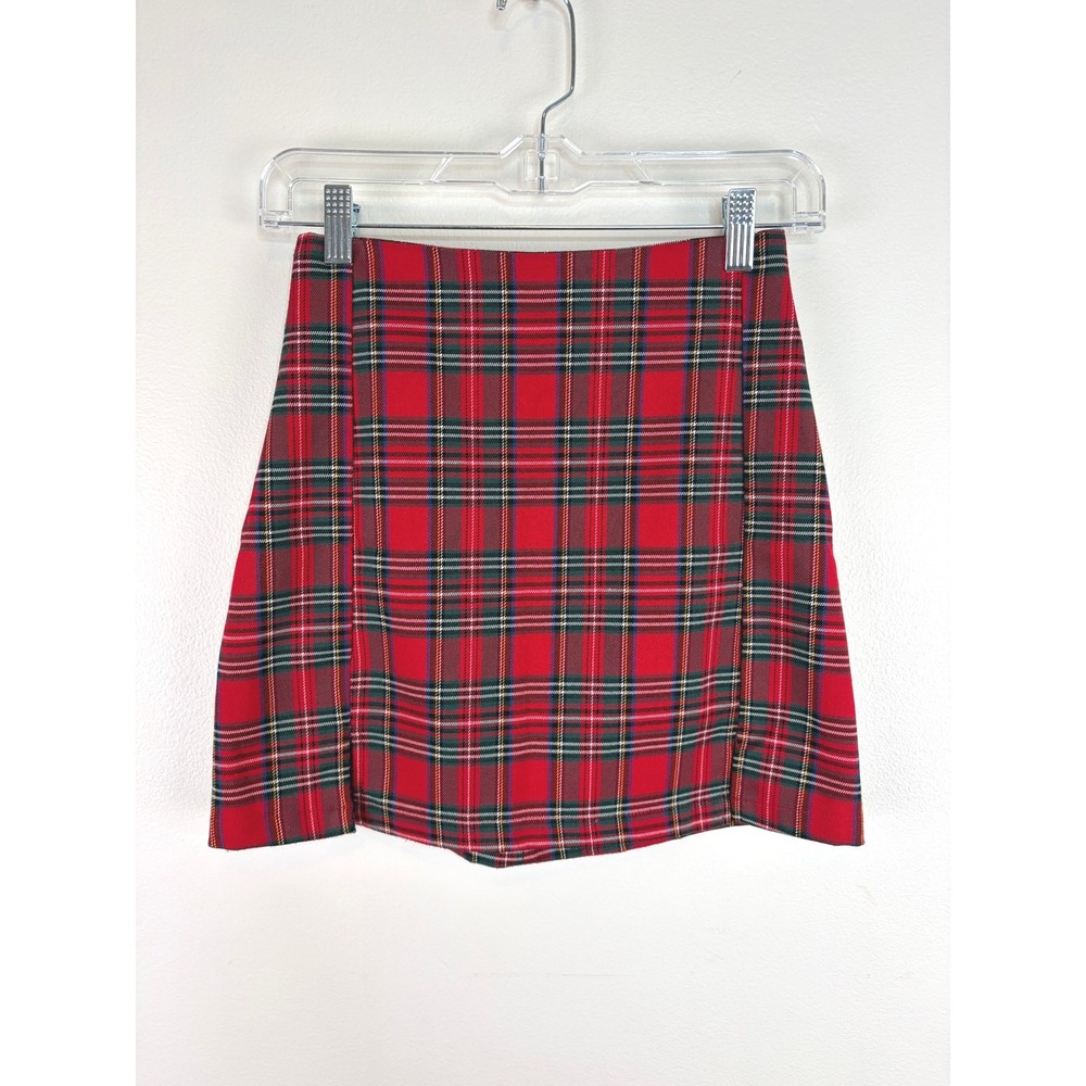 J.Galt Red Plaid Tartan Mini Skirt One Size Brandy Melville Preppy